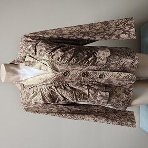 Chico's Snakeskin Jacket Gold Metallic Size 2